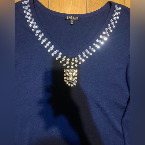 NWOT Ladies Size XL Iman Rhinestone Blouse Tunic - Picture 3 of 15